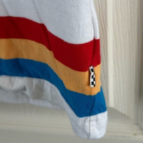 VANS Colorful Striped Cropped Polo Shirt Top Red Yellow Blue Sz Small - Picture 6 of 15
